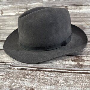 Christys London Fedora Felt Hat size 7 1/8 Color Grey Hand Made In England 1986